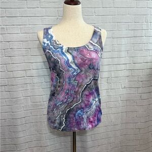 Geode Ice Dye Tank Top, Medium, Pink Blue Gray